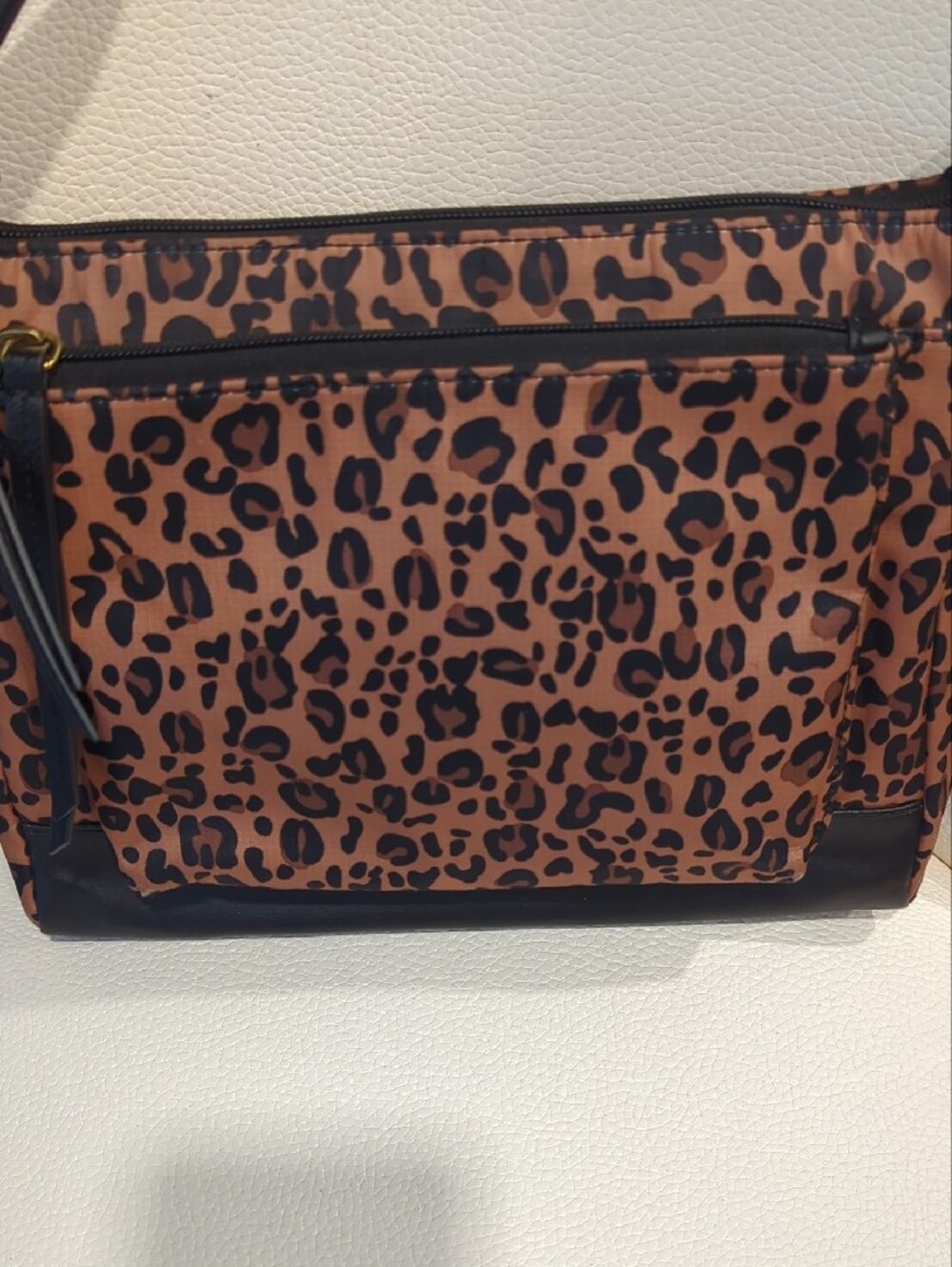 Fossil Leopard Print Crossbody in Brown and Black - Picture 2 of 10